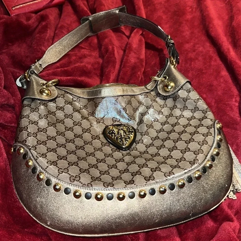 GUCCI Babouska Monogram Hobo shoulder bag with  matching wallet - Picture 9 of 17